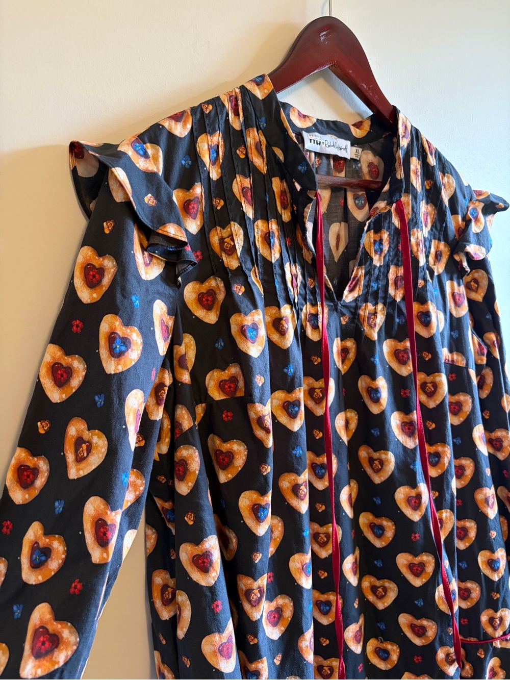 Rachel Antonoff and Nuuly Cookie Heart-Print Ruffle Dress - Picture 4 of 8